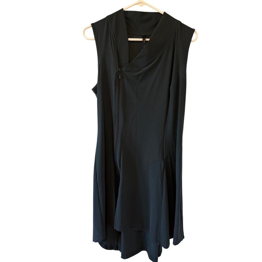 Women's Porto Black Abstract Zipper Front Sleeveless Dress Size‎ Medium
